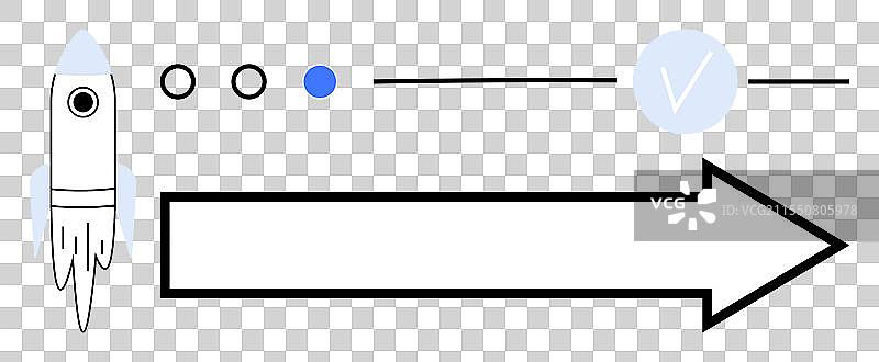 火箭发射进度条，带有勾选标记和图片素材