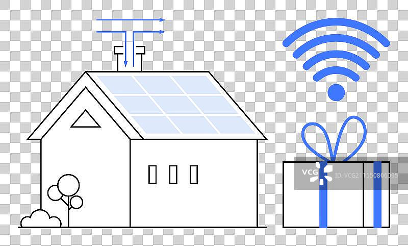 智能家居配备太阳能电池板和无线技术图片素材