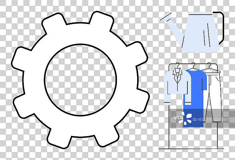 浇水壶和晾晒的衣物图片素材
