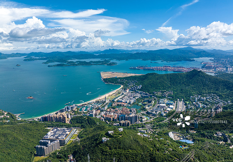 深圳市盐田区大梅沙海滨公园航拍图片素材