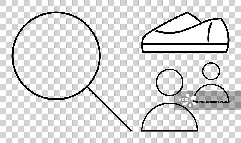 放大镜检查鞋子和人形图案图片素材