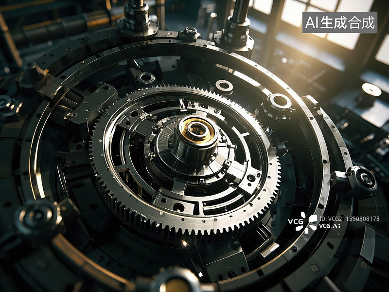 【AI数字艺术】精密机械齿轮特写图片素材