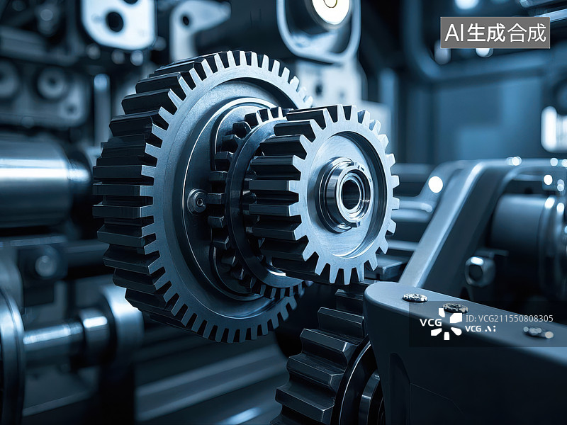 【AI数字艺术】精密机械齿轮特写图片素材