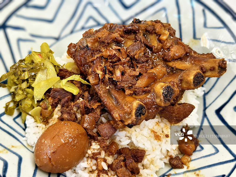 猪肋排饭特写图片素材