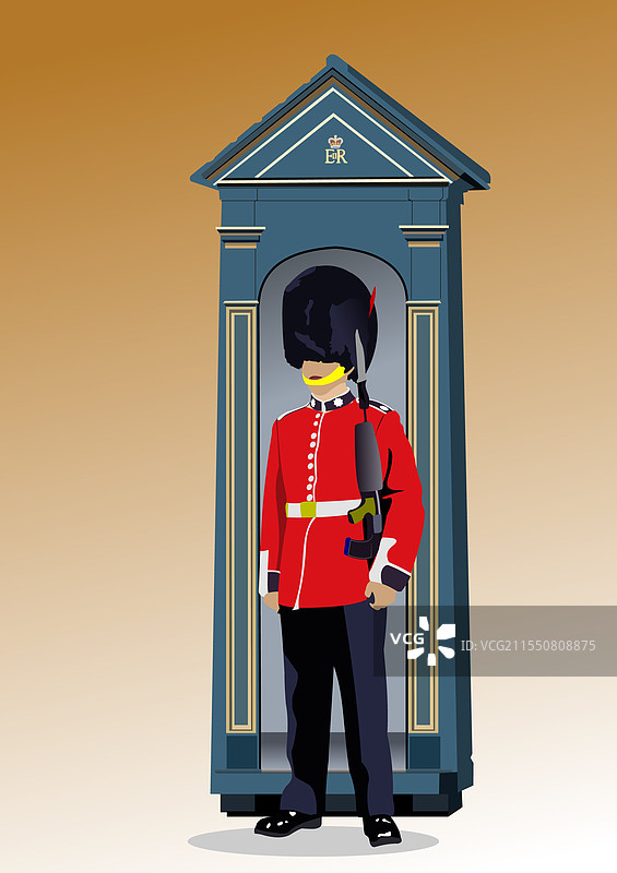 伦敦卫兵彩色3D手绘设计师用图像图片素材