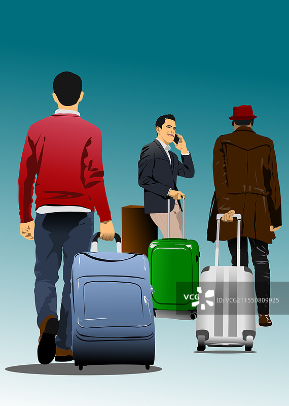 机场的旅客携带行李图片素材