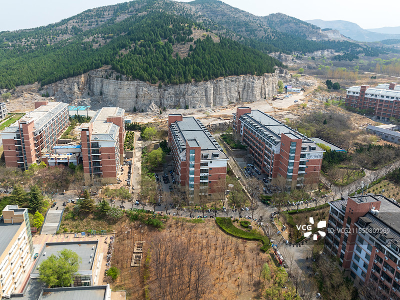 山东师范大学长清湖校区竹苑航拍图片素材