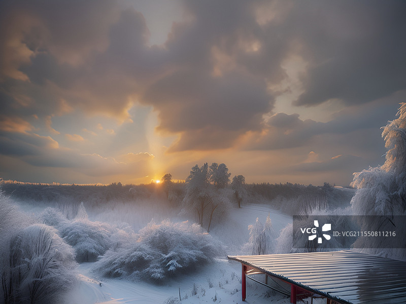 日落时的梦幻景色图片素材