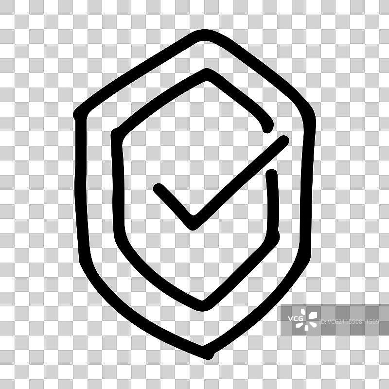 安全盾牌和批准的涂鸦图标图片素材