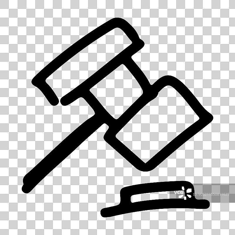 法庭锤子的涂鸦图标图片素材