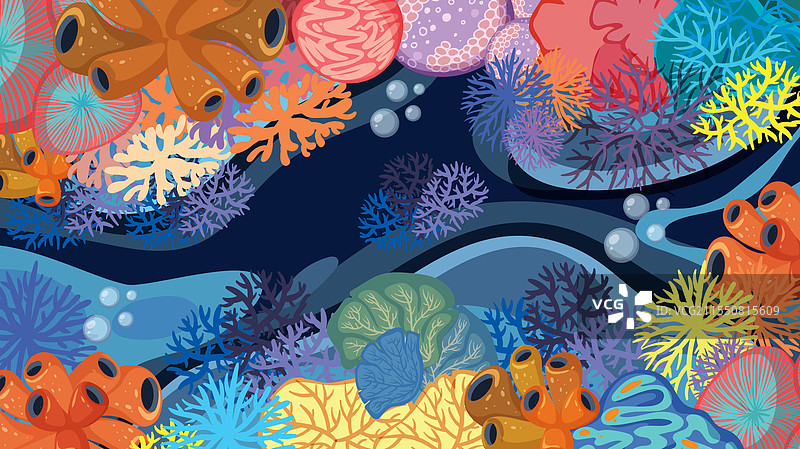 色彩斑斓的珊瑚和海绵在繁荣的环境中图片素材