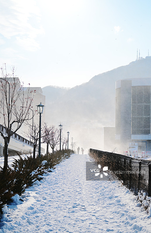 日本北海道函馆雪地人图片素材
