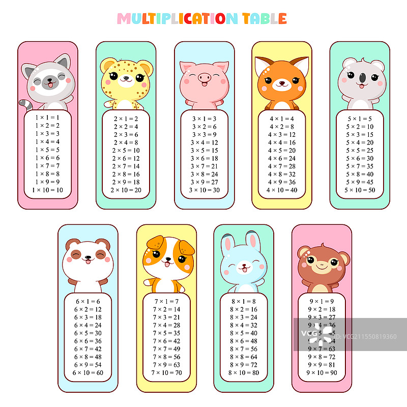 可打印的乘法表集合图片素材