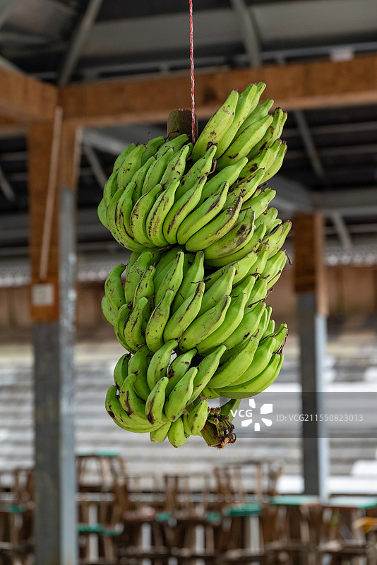 云南西双版纳曼远村村民家里挂的香蕉图片素材