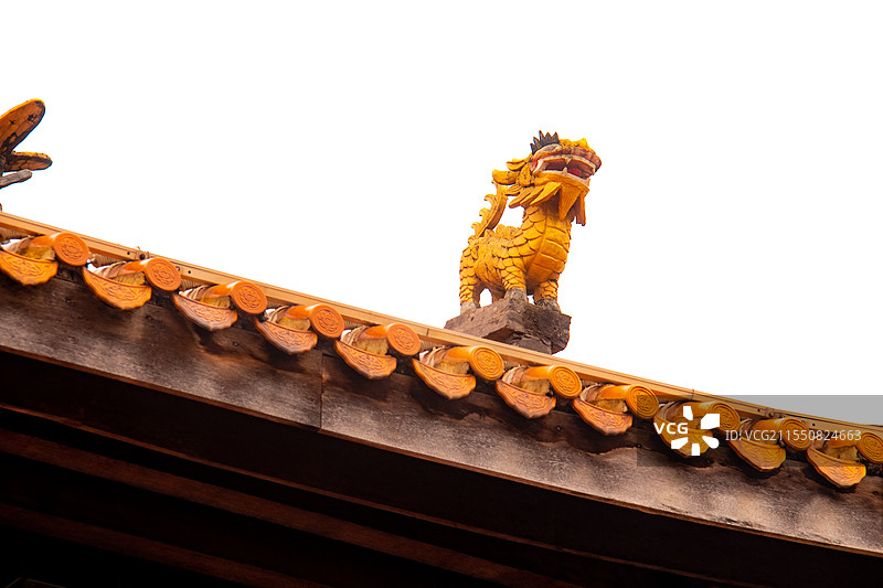 中式屋檐脊兽龙图片素材