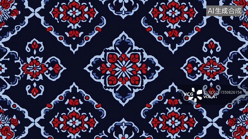 【AI数字艺术】深蓝底色炫彩花纹图案图片素材
