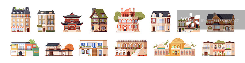 不同国家的传统建筑图片素材