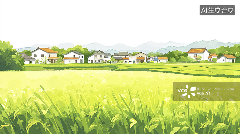 【AI数字艺术】春天乡村田园风景图片素材