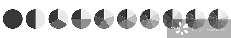 从1到10部分划分的轮状图图片素材