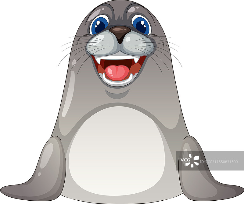 微笑的海豹，拥有大眼睛和胡须图片素材