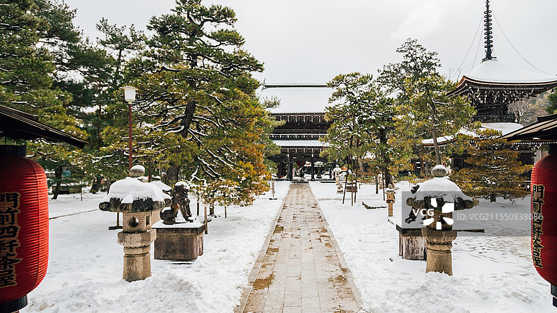 雪后的京都天桥立景区图片素材