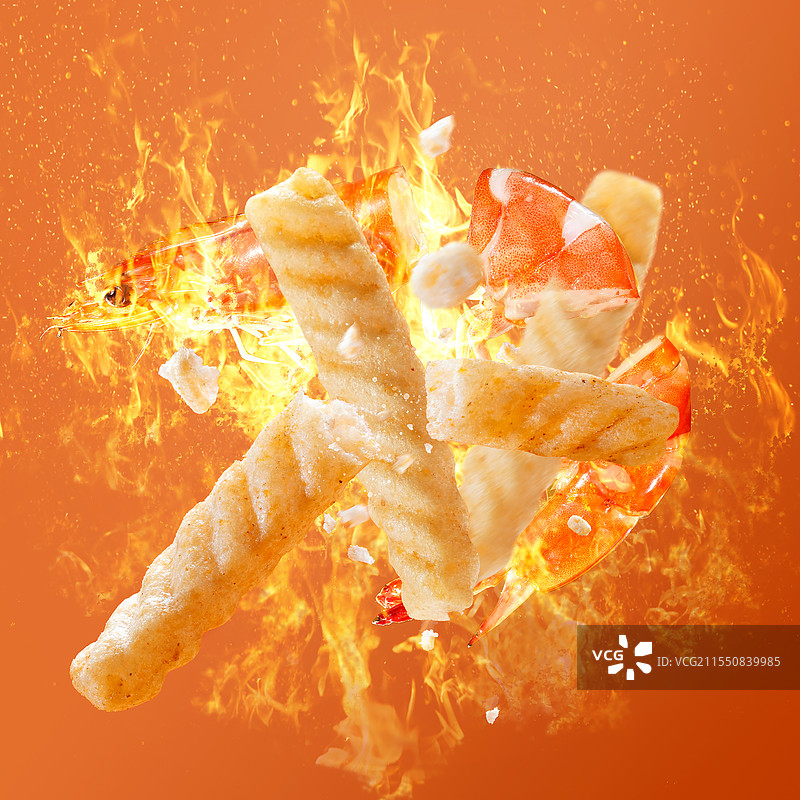 鲜虾虾条美味零食小吃图片素材