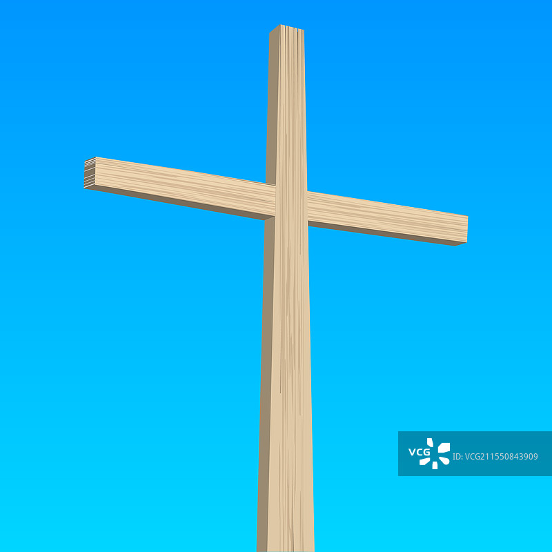 蓝天背景下的3D基督教十字架图片素材