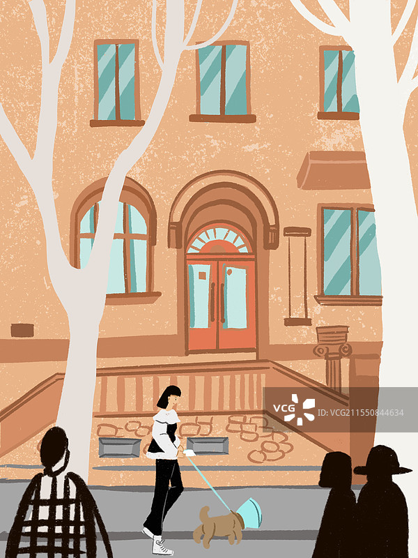 街头散步图片素材