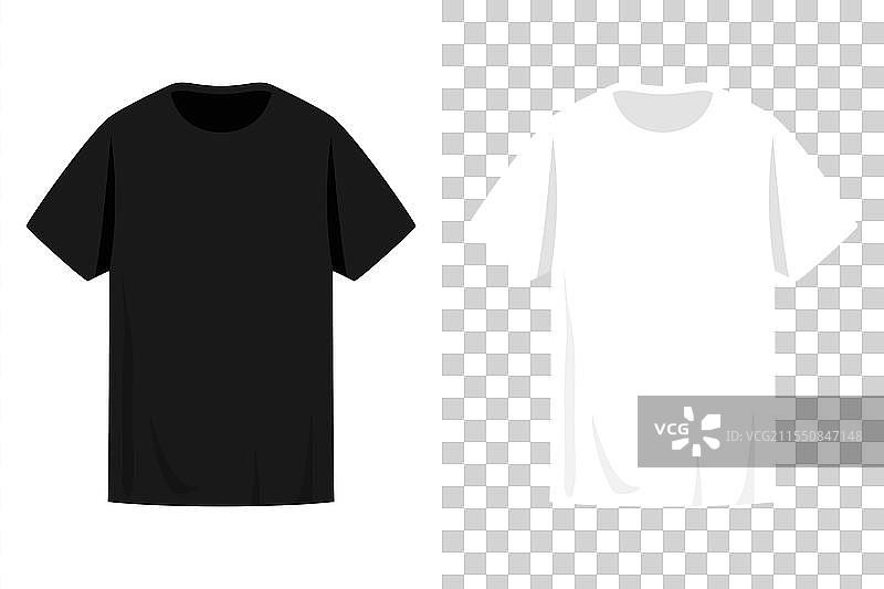 黑白T恤模板正面视图图片素材