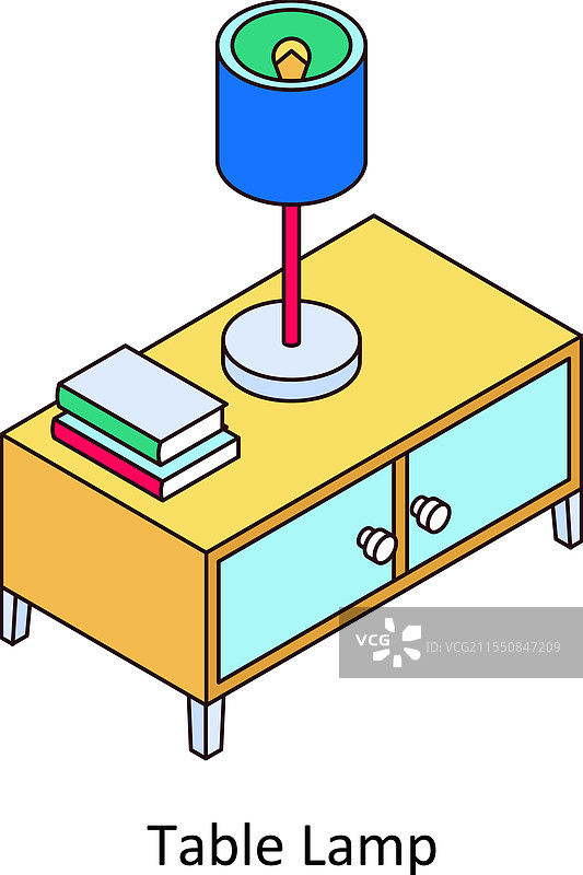 彩色等轴测台灯图片素材