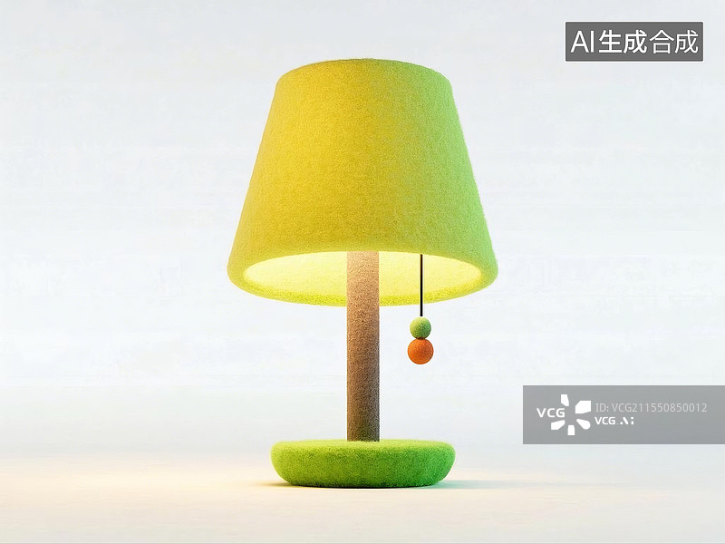 【AI数字艺术】3D卡通毛毡台灯图片素材