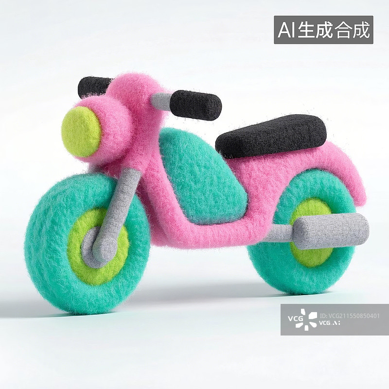 【AI数字艺术】3D卡通毛毡图标摩托车图片素材