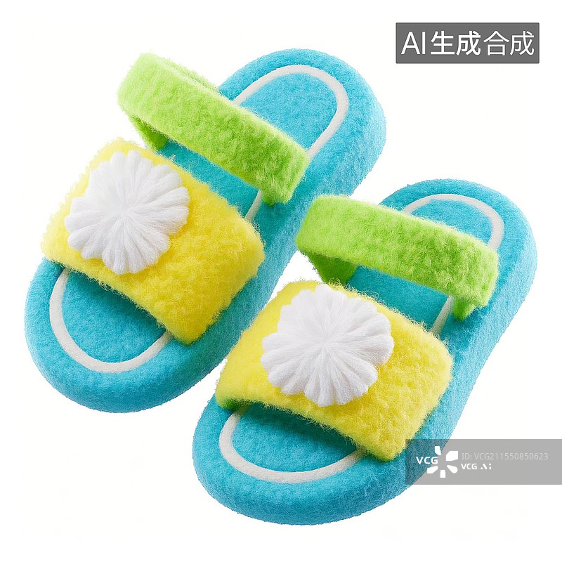 【AI数字艺术】3D卡通毛毡图标凉鞋图片素材
