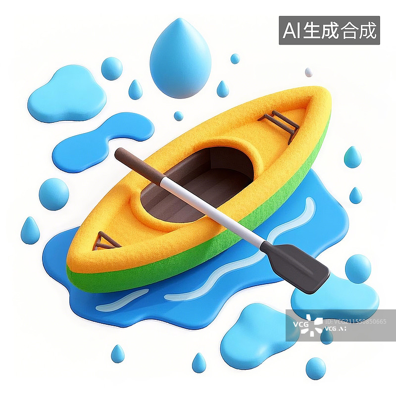 【AI数字艺术】3D卡通毛毡图标皮划艇图片素材