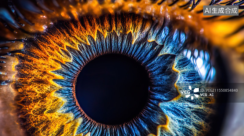 【AI数字艺术】五彩斑斓的瞳孔特写镜头图片素材