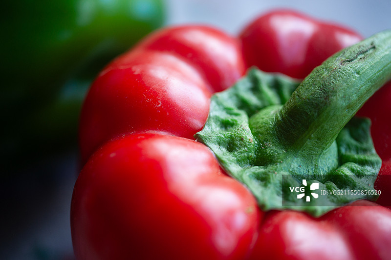 新鲜的红色辣椒的微距特写图片素材