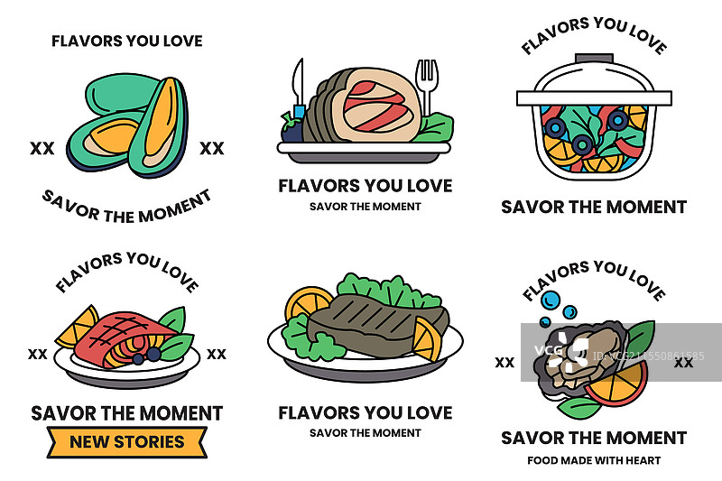 餐厅和海鲜的概念集合图片素材