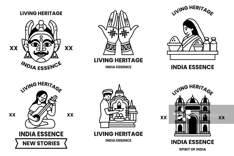 印度文化概念的一组元素图片素材