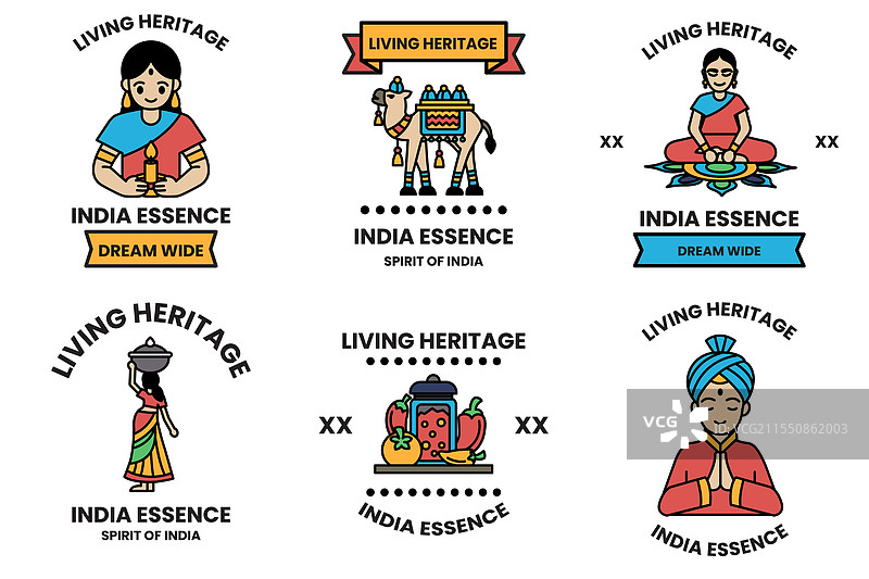 印度文化概念中的一组元素图片素材