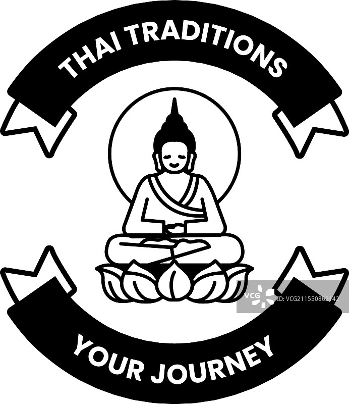 黑白色的坐在莲花上的佛像图片素材