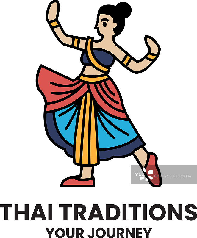 泰国舞者的线条风格概念图片素材