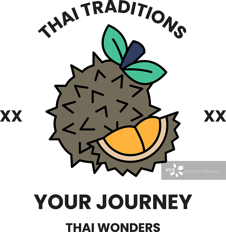 榴莲的线条风格概念图片素材