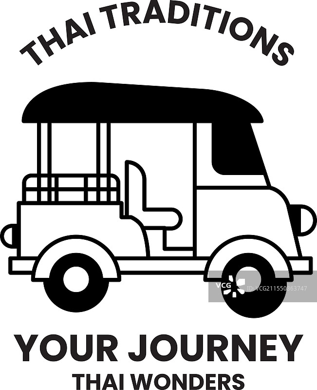 黑白色的泰国嘟嘟车，带顶篷图片素材