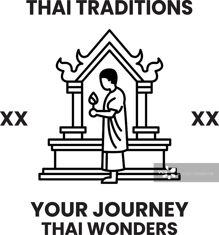 泰国寺庙的线条风格概念图片素材