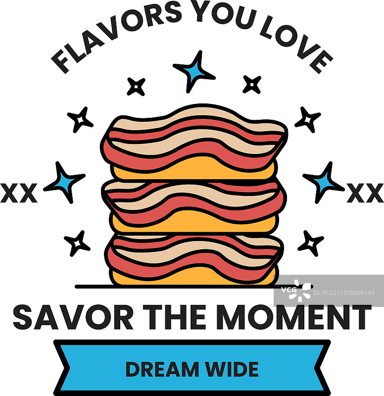 培根三明治与标语图片素材