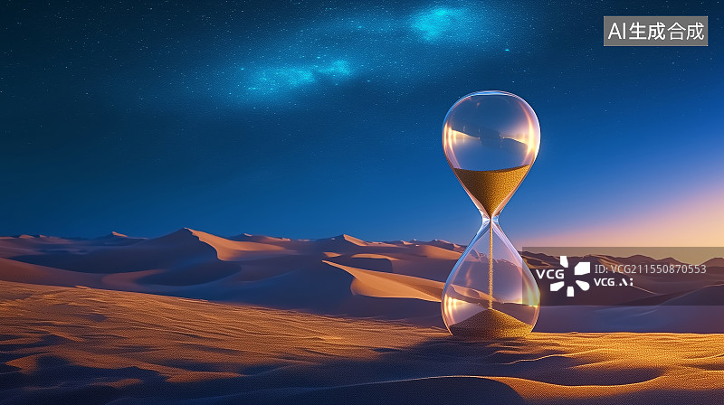【AI数字艺术】沙漠里的沙漏图片素材
