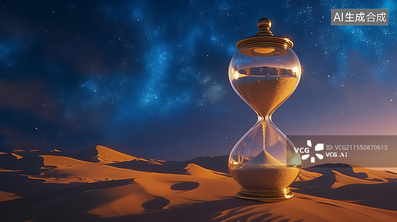 【AI数字艺术】沙漠里的沙漏图片素材