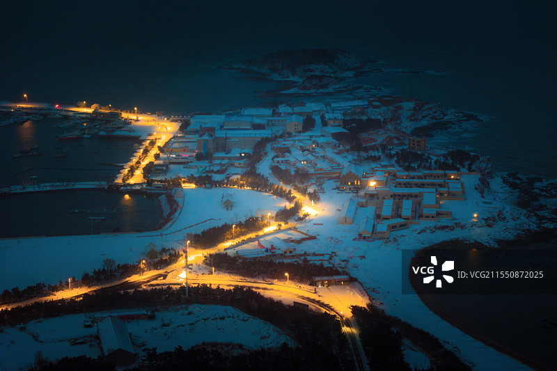 威海夜间雪景之挪威的夜图片素材