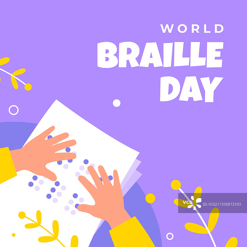 手绘盲文日作为象征图片素材