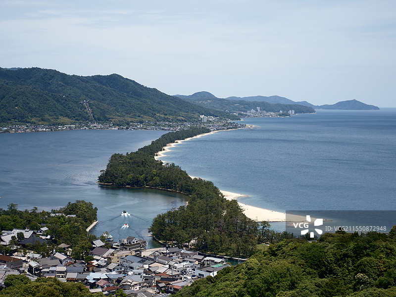 日本京都天桥立公园海湾航拍图图片素材